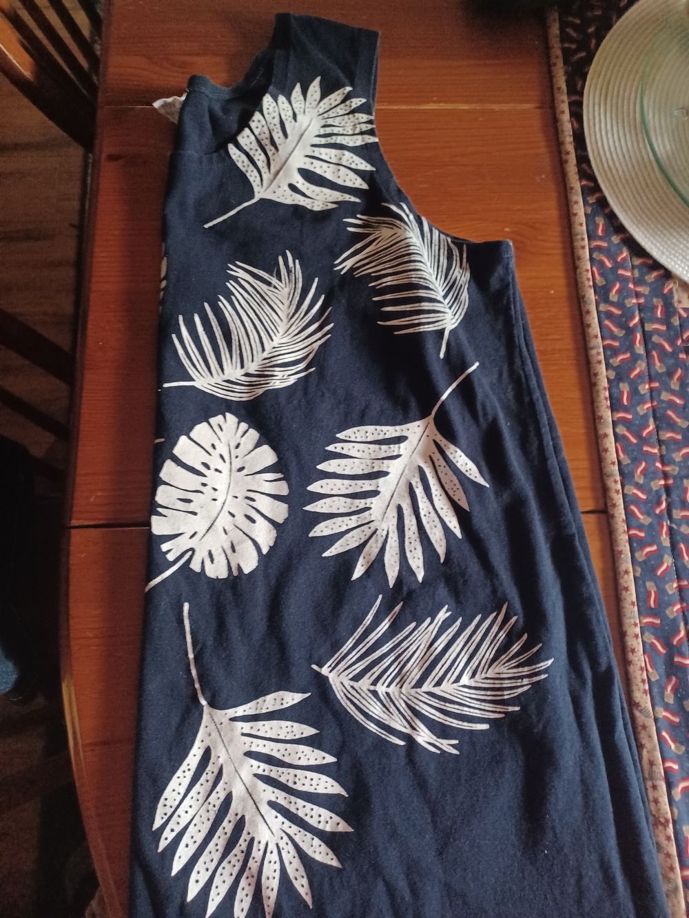 Navy Blue Tropical Print Sleeveless Women’s Dress